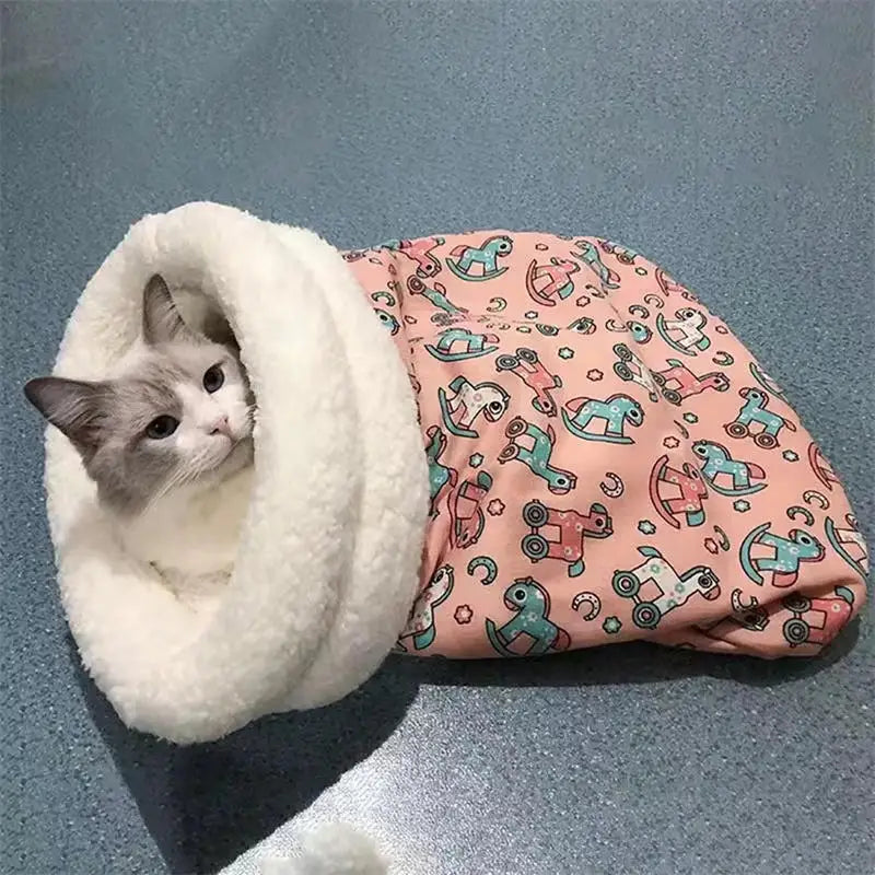 Cat Sleeping Bag Nest Winter Warmth Semi Enclosed Bed