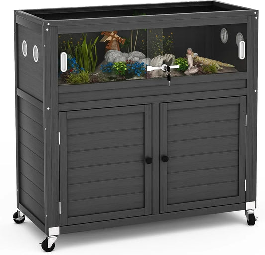 Reptile Terrarium Stand 30 Gallon Tank Wheels Cabinet