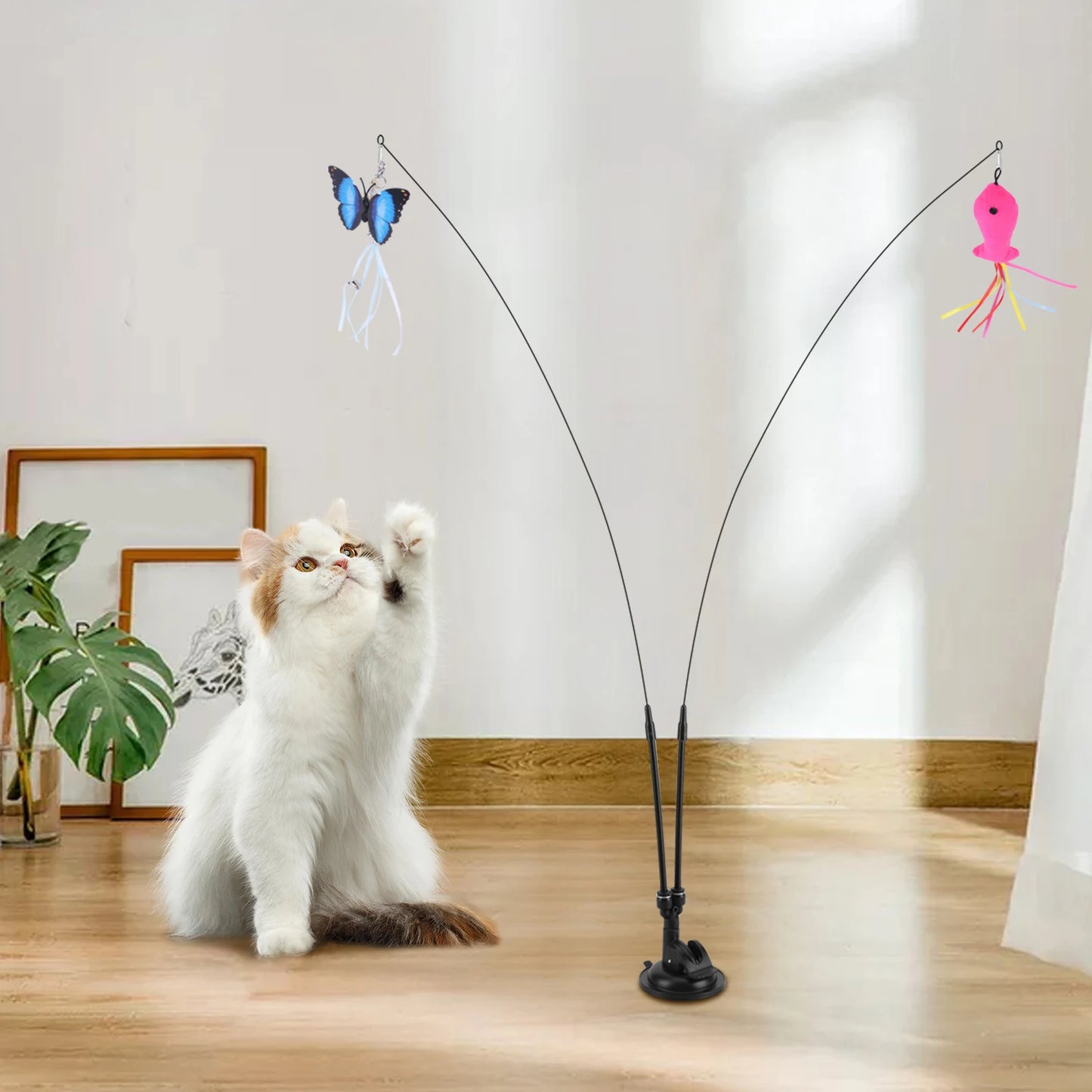 Hign-concerned Pet Cat Toy Set With Suction Cup Teaser Stick