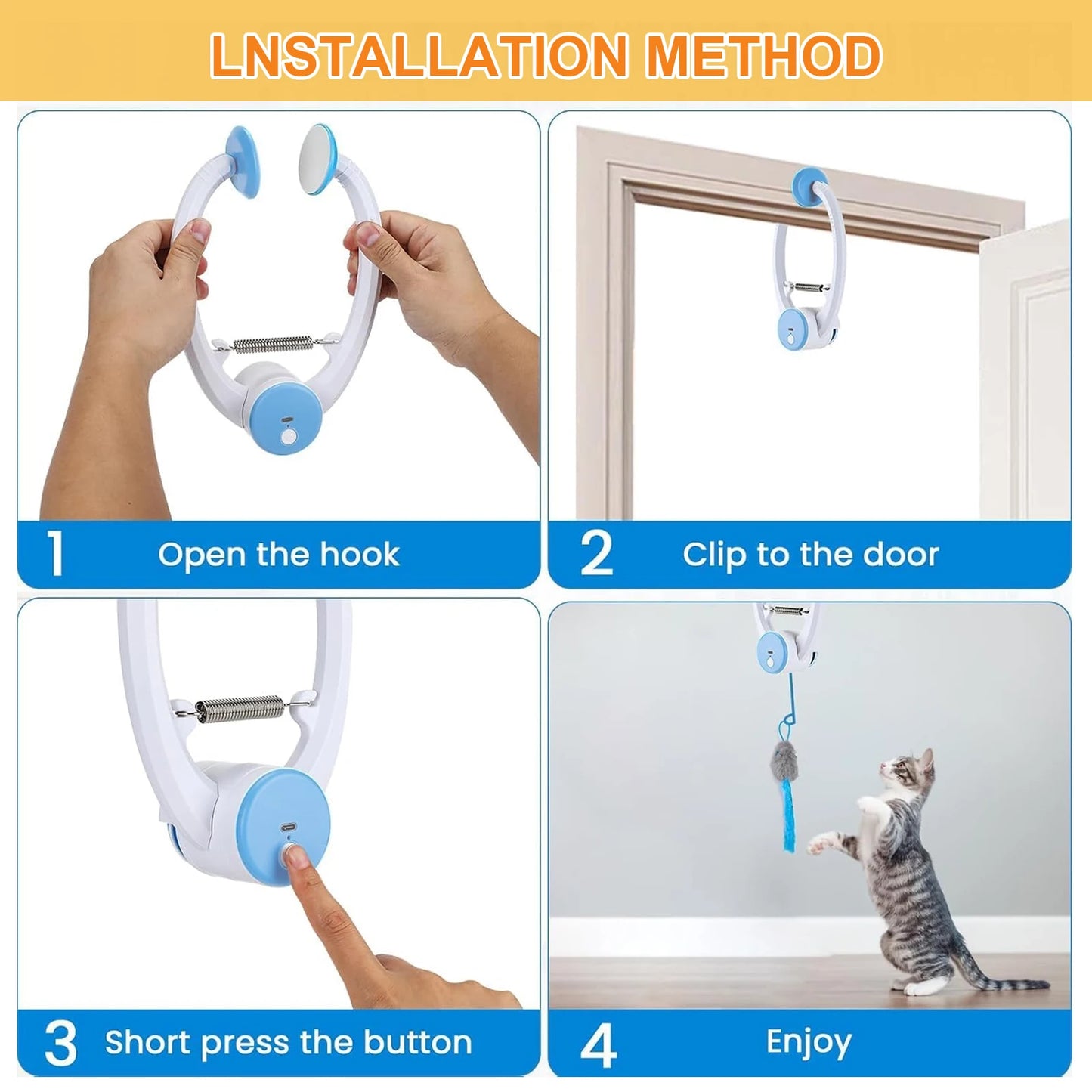 New Door Hanging Automatic Retractable Kitten Toys with 3 Catnip Mice Interactive Cat Teaser Retractable Toys for Bored Cats