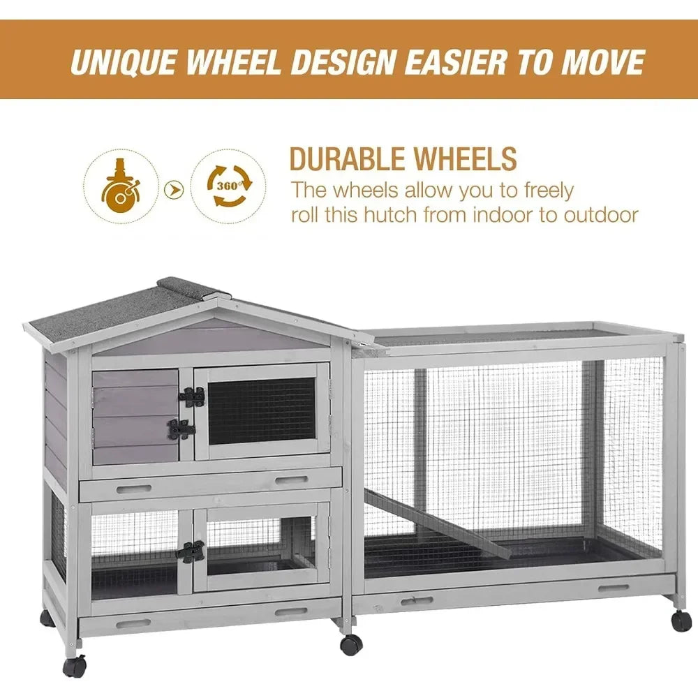 Hign-concerned Rabbit Cage Indoor Hutch With Casters