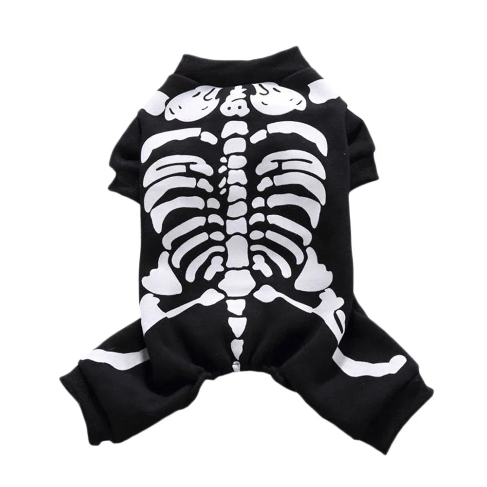 Skeleton Dog Costume for Halloween Pet Apparel for Small and Medium Dogs and Cats Holiday Party Dress Up Clothes