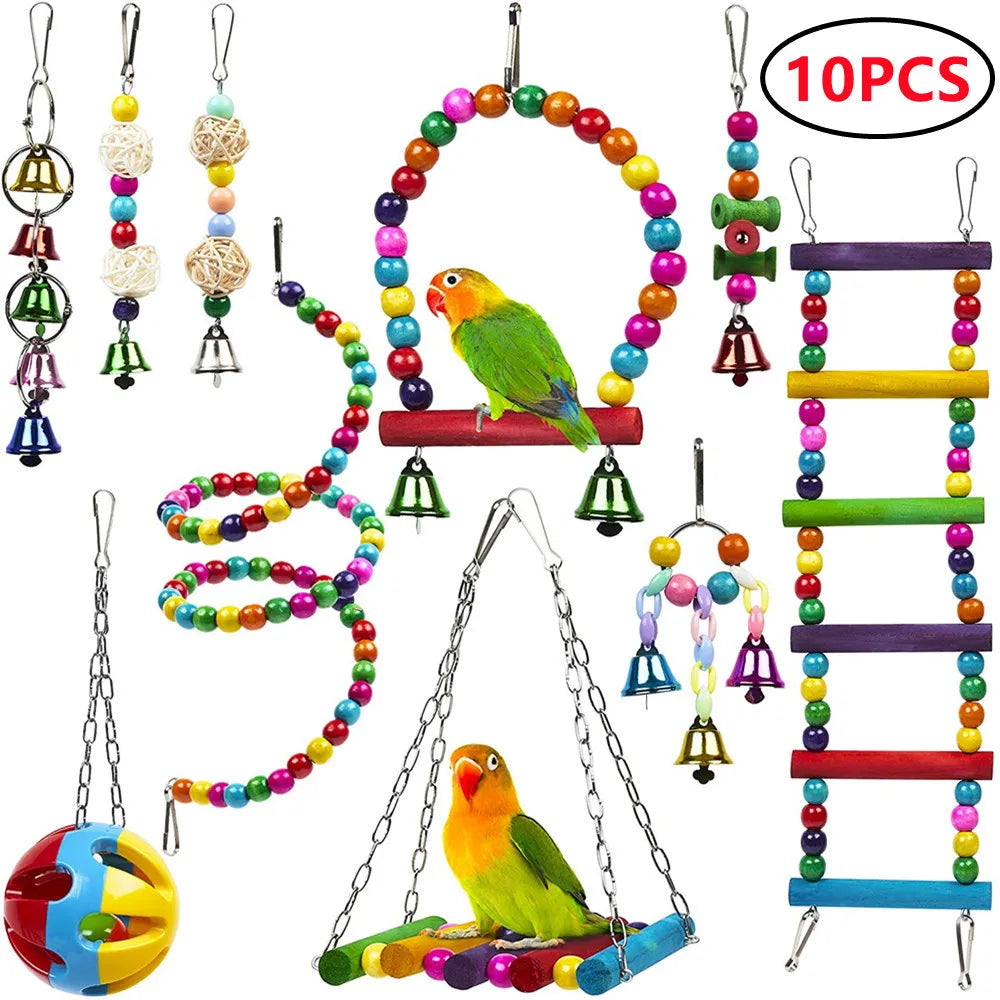 DCPETC Bird Toys Set Swing Chewing Training Toys For Parrot