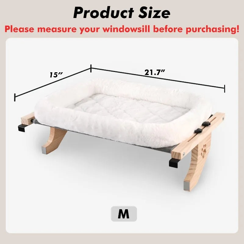 Cat Window Sill Perch Hammock With Wood And Metal Frame