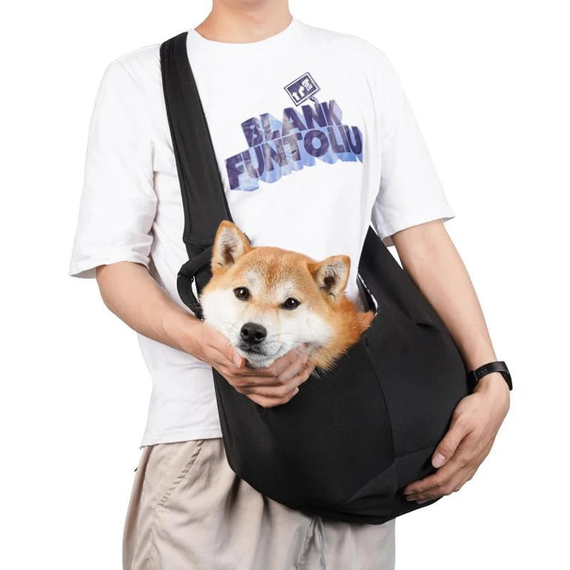 Cotton Crossbody Dog Sling Bag For Outdoor Travel Large Capacity