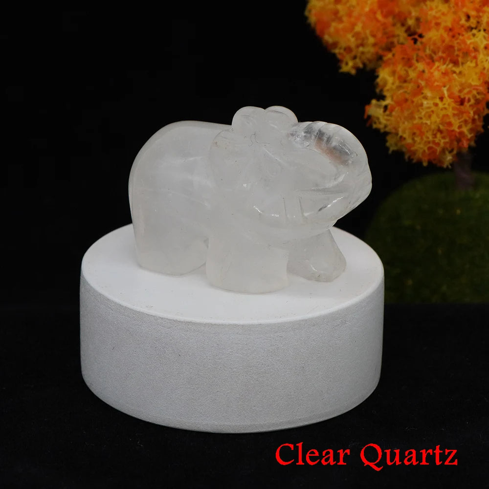 Lucky Elephant Statue Aventurine Amethyst Crystal Feng Shui Figurine Chakra