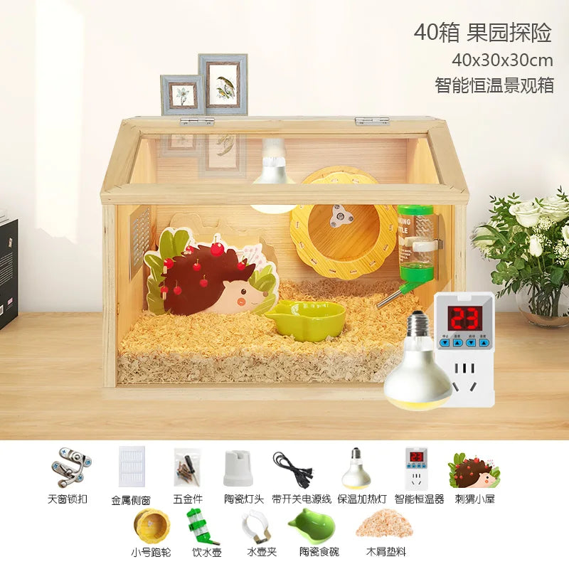 Wooden Hamster Cage Luxury Villa With Hideout Lock