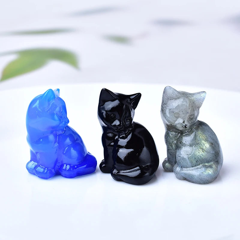 Natural crystal carved cat, a perfect choice for home decoration as a crystal gift ornament, a great option for healing crystals