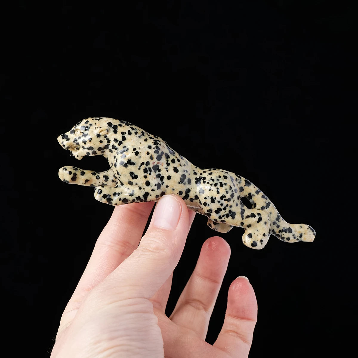 1pc Natural Crystal Spotted Stone Leopard Cheetah Statue Carved Reiki Healing Crystal Animal Figurine Crafts Home Decoration