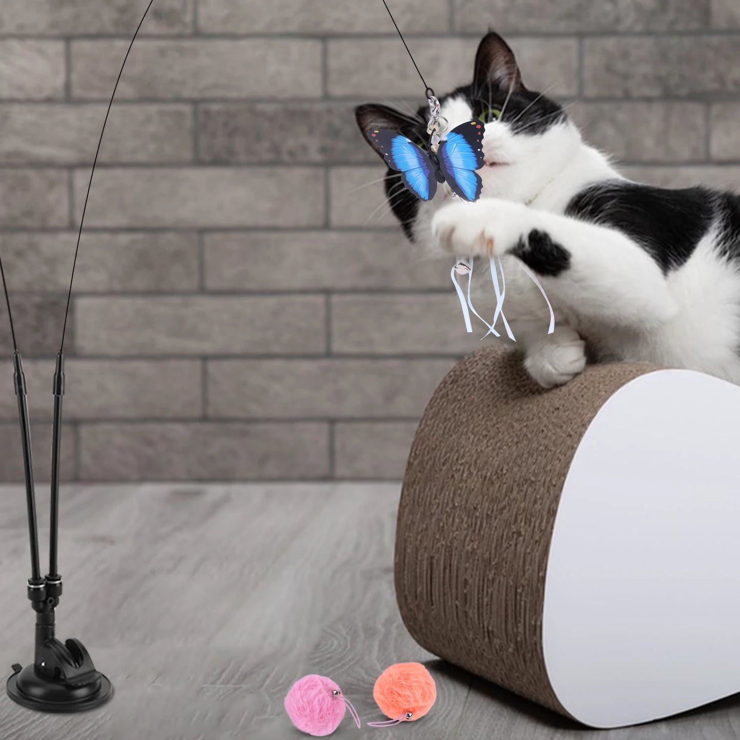 Pet Cat Toy Set Suction Cup Toy Set Double Headed Replacement Head Toy Suit Multifunction for Cat Training Playing Accessories