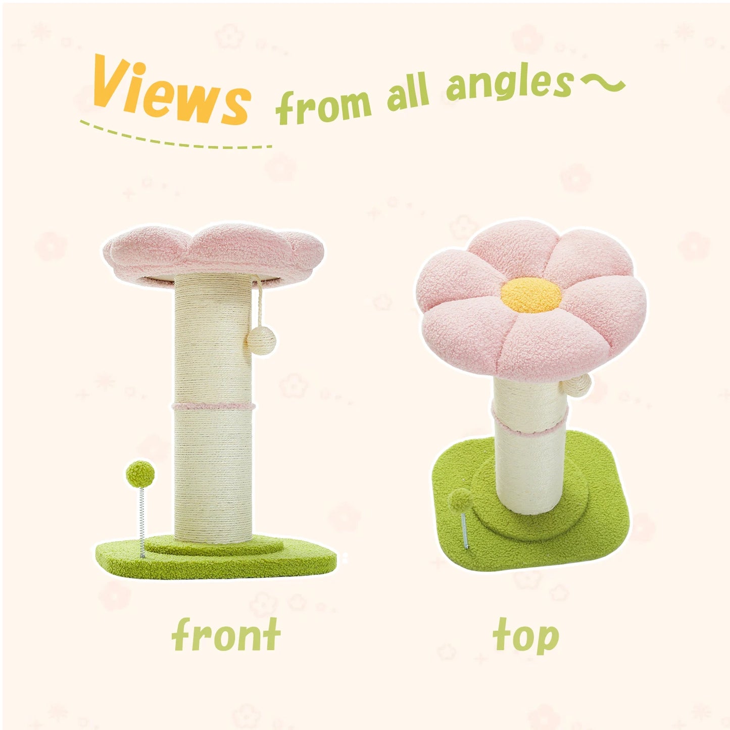 Flower Cat Scratching Post Small Cat Tree Tower Cat Scratcher Indoor Cats Super Thick Scratching Post Removable Cat Bed