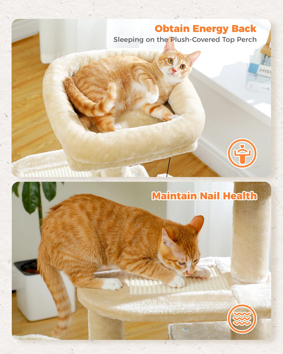 Cat Tree Cat Tower for Indoor Cats with Big Hammock Removable Top Perch and Scratching Posts Grey