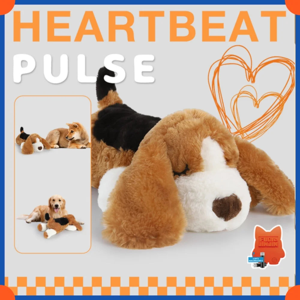 Fuled Christmas Puppy Heartbeat Plush Toys For Dog Training