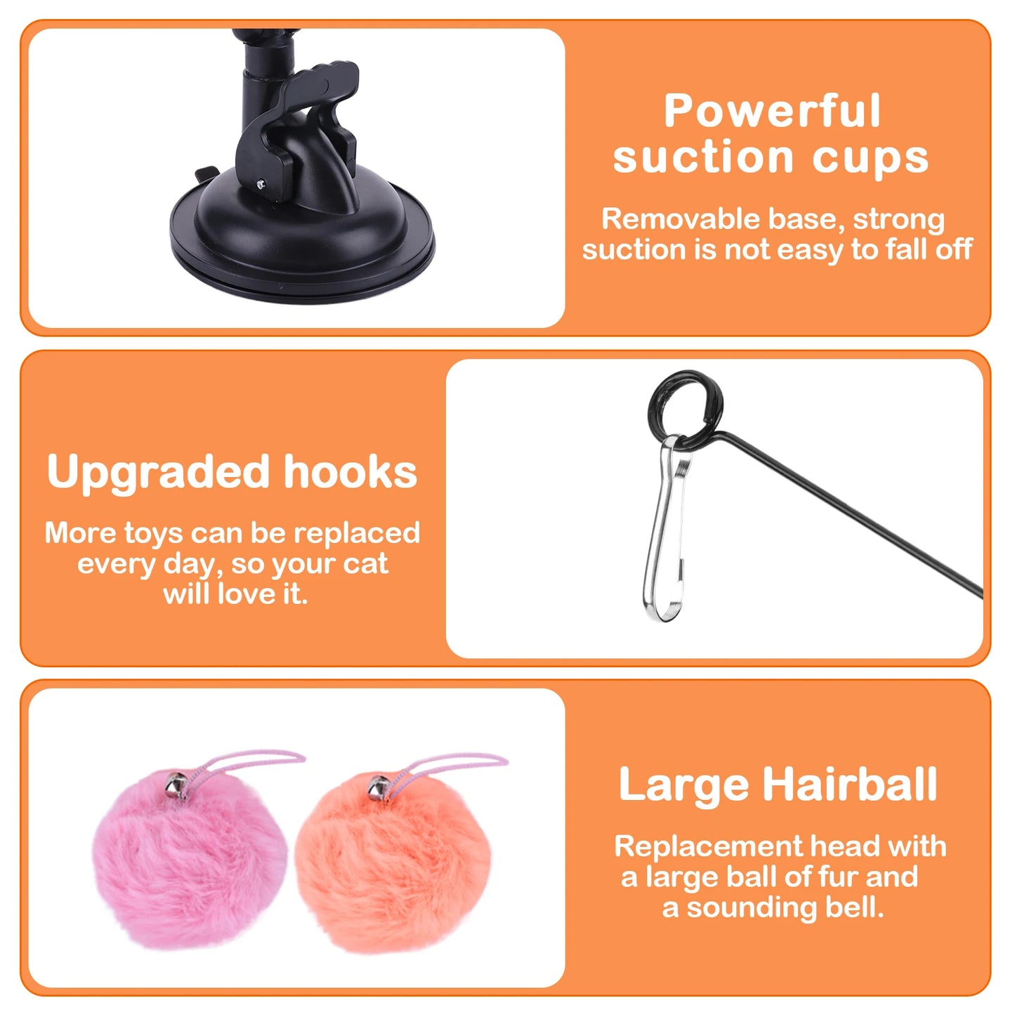 Shunmaii Cat Toy Set With Suction Cup Dual Head Training