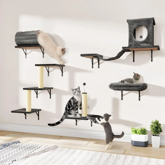 Zhiyong 7-in-1 Wall Mounted Cat Climber Set For Indoor Cats