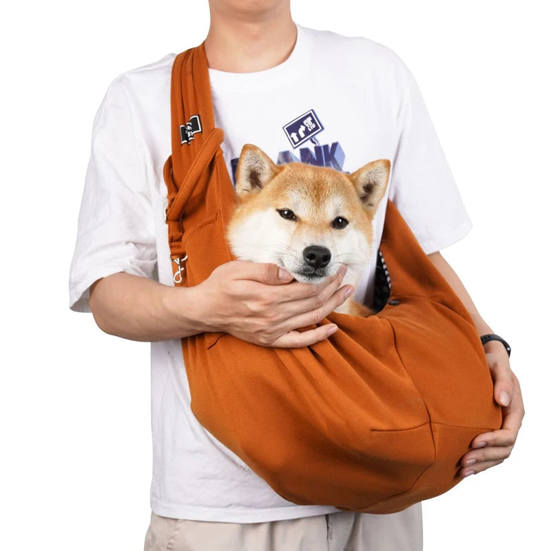Cotton Crossbody Dog Sling Bag For Outdoor Travel Large Capacity
