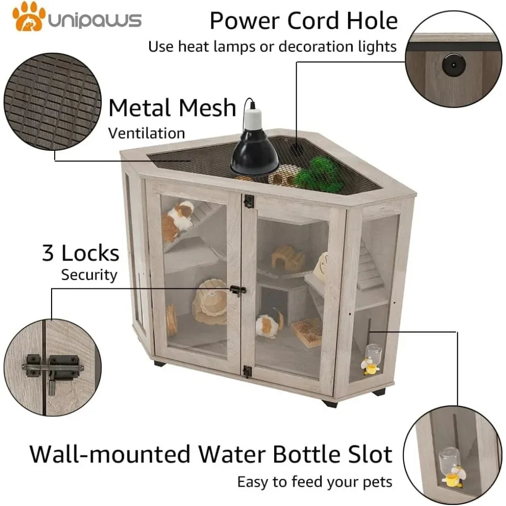 Chinchillas Cage with Ramp, Rat Cage with House, Hedgehog Cage, Critter Nation Cage for Hamster, Squirrel, Clear Acrylic