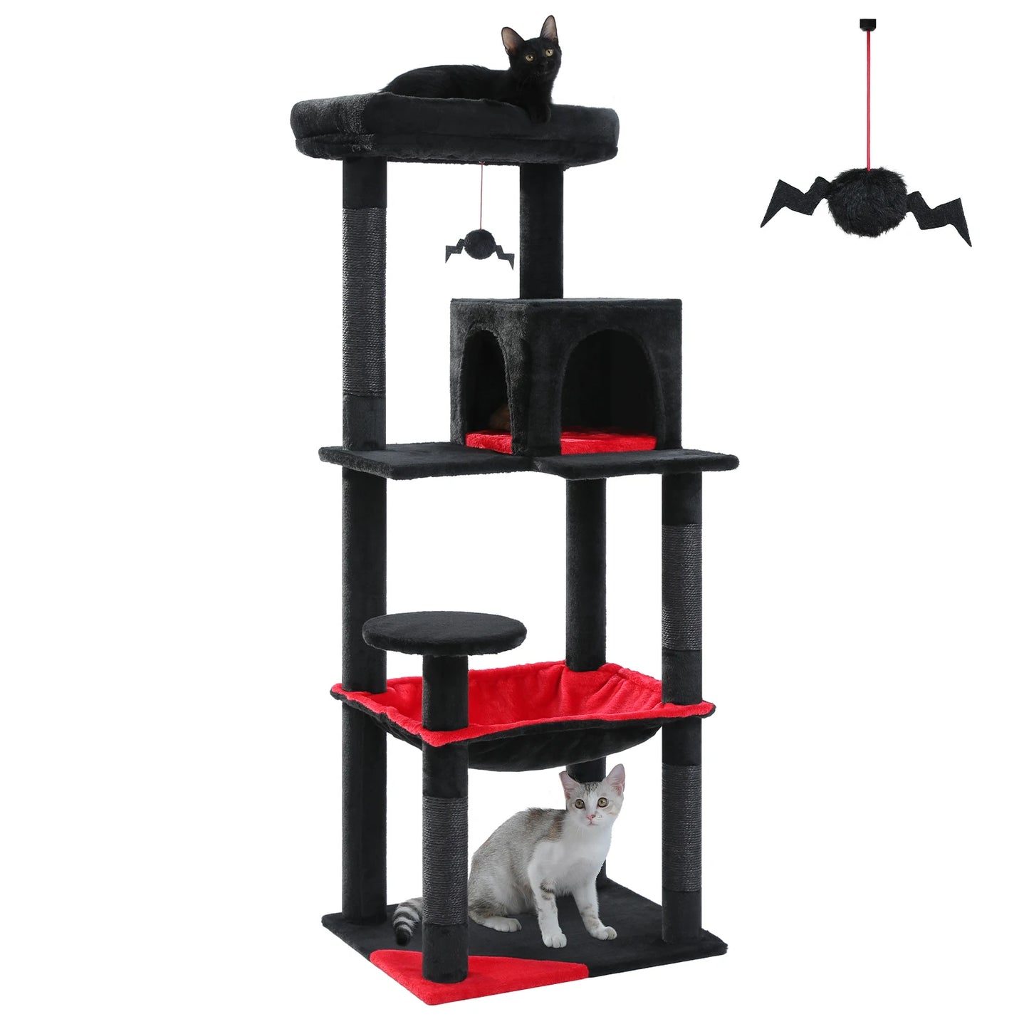 Cat Tree for Indoor Cats 5 Level Cat Tower with Large Hammock and Cozy Condo for Large Cats