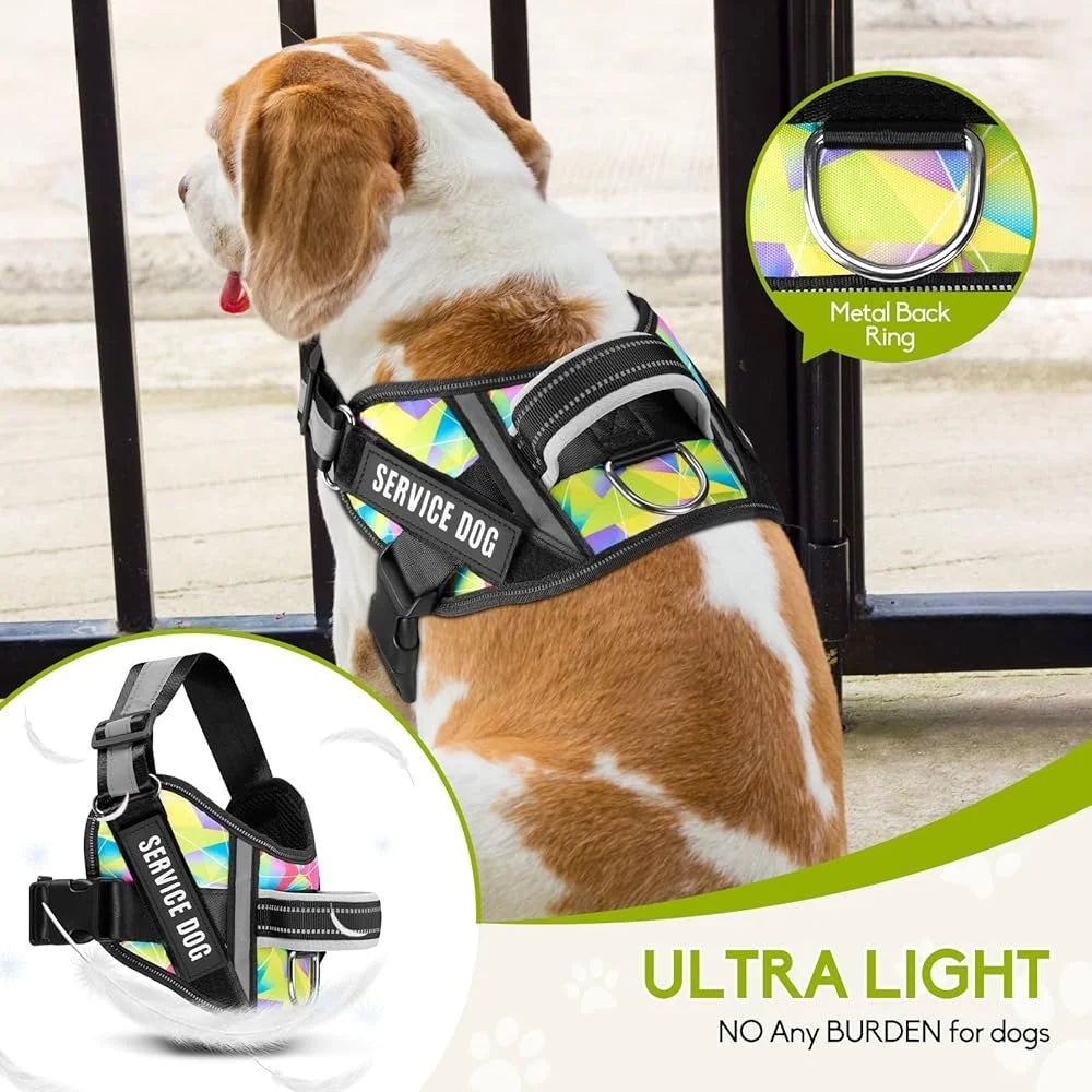 Fujian Service Dog Harness Leash Set Reflective No Pull