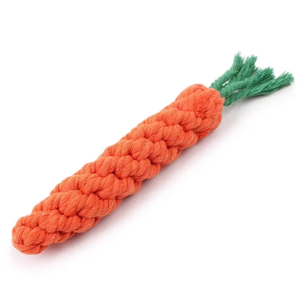 Durable Carrot Dog Chew Rope Toy For Puppy Teeth Cleaning