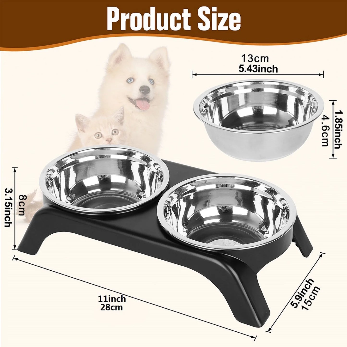 Choice Elevated Stainless Steel Raised Cat Bowls ABS Stand