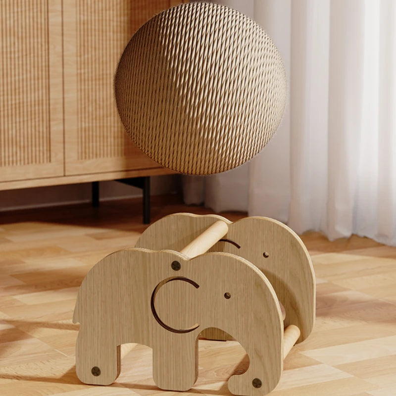 Cat Scratch Ball Board Pet Toy Wear Resistant Sisal Ball Upright Auspicious Elephant Windmill Model