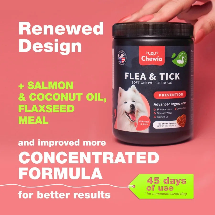 Dog Flea and Tick Treatment Chews Natural Flea Tick Prevention for Dogs Soft Treats Immune Support