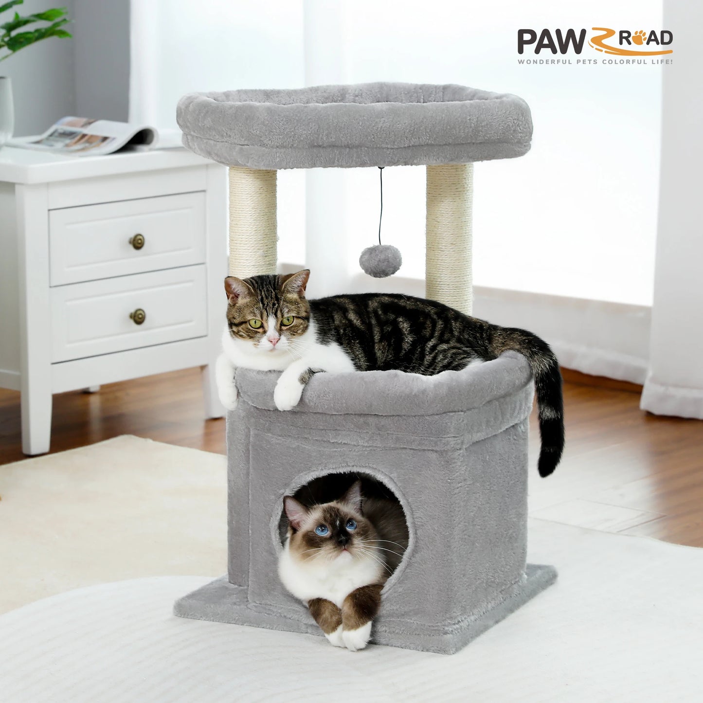 PEQULTICN Cat Tree With Cozy Condo And Plush Top Perch