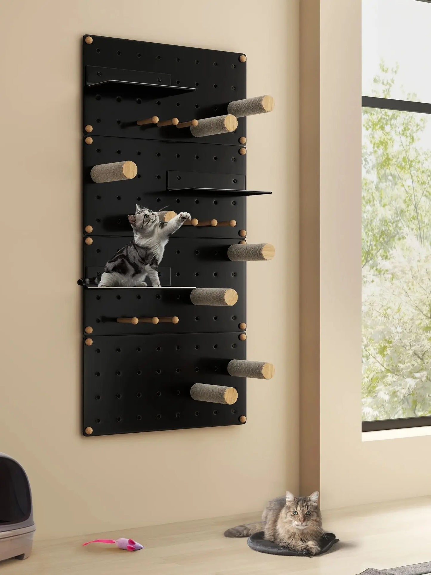 Wall Mounted Cat Shelves and Steps Floating Cat Tree with Sisal Scratching Posts and Jumping Platforms