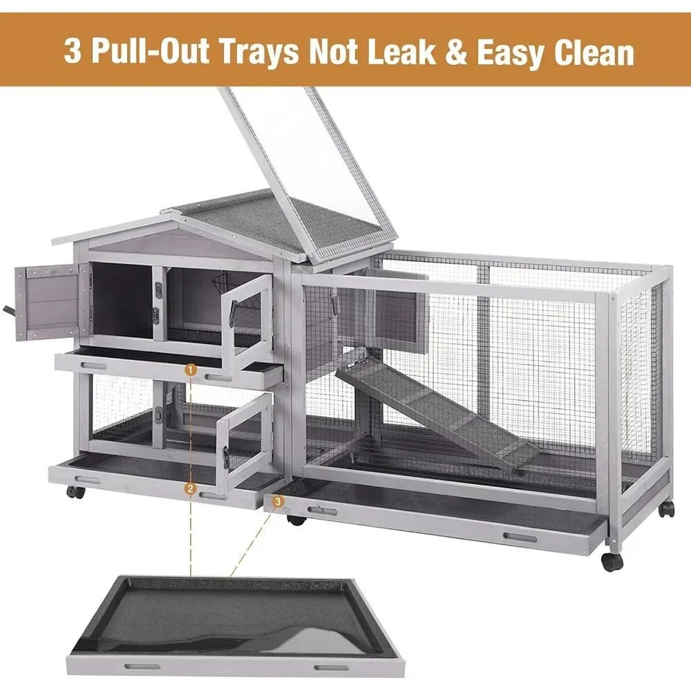 Hign-concerned Rabbit Cage Indoor Hutch With Casters