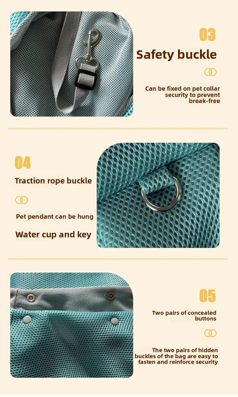 Mesh Polyester Breathable Dog Bag Pet Crossbody Shoulder Bag Outdoor Travel Portable Cat Puppy Sling Bag Tote Carrying Supplies