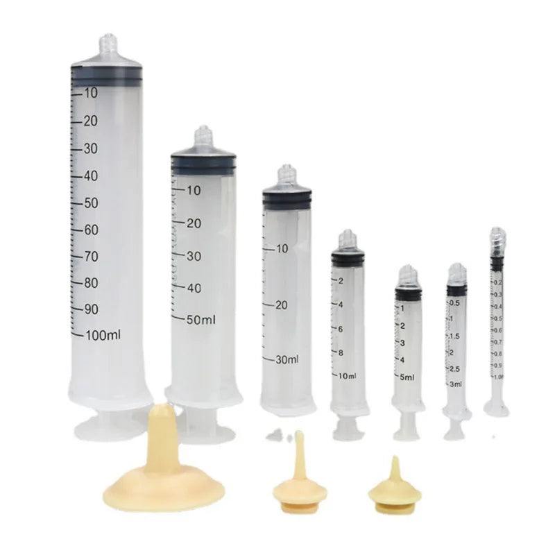 Pet Nursing Nipple with Syringe Set of 2 Silicone Nipples for Feeding Newborn Kittens Puppies and Small Animals