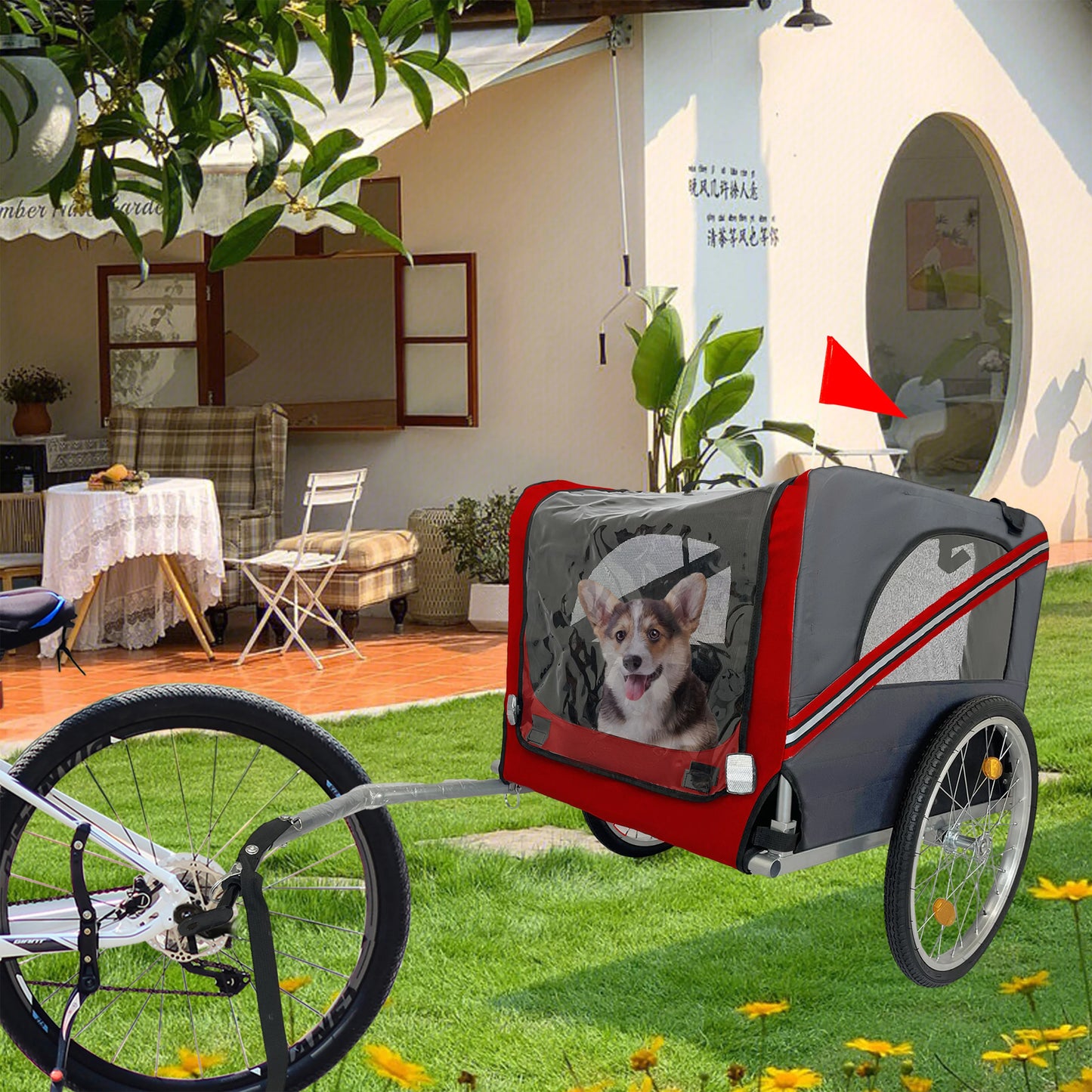 Dog Bike Trailer Foldable Pet Stroller With 20 Inch Wheels