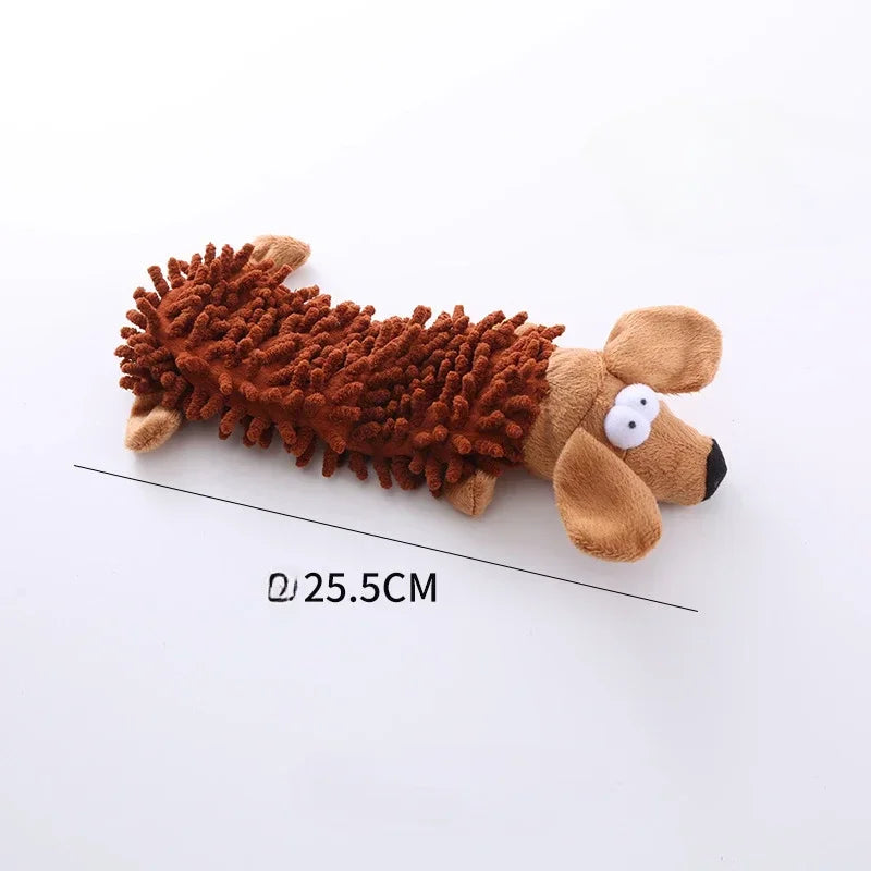Pet Dog Toy Plush Mop Fur Squeaky Frog Hippo Teeth Grinding Supplies