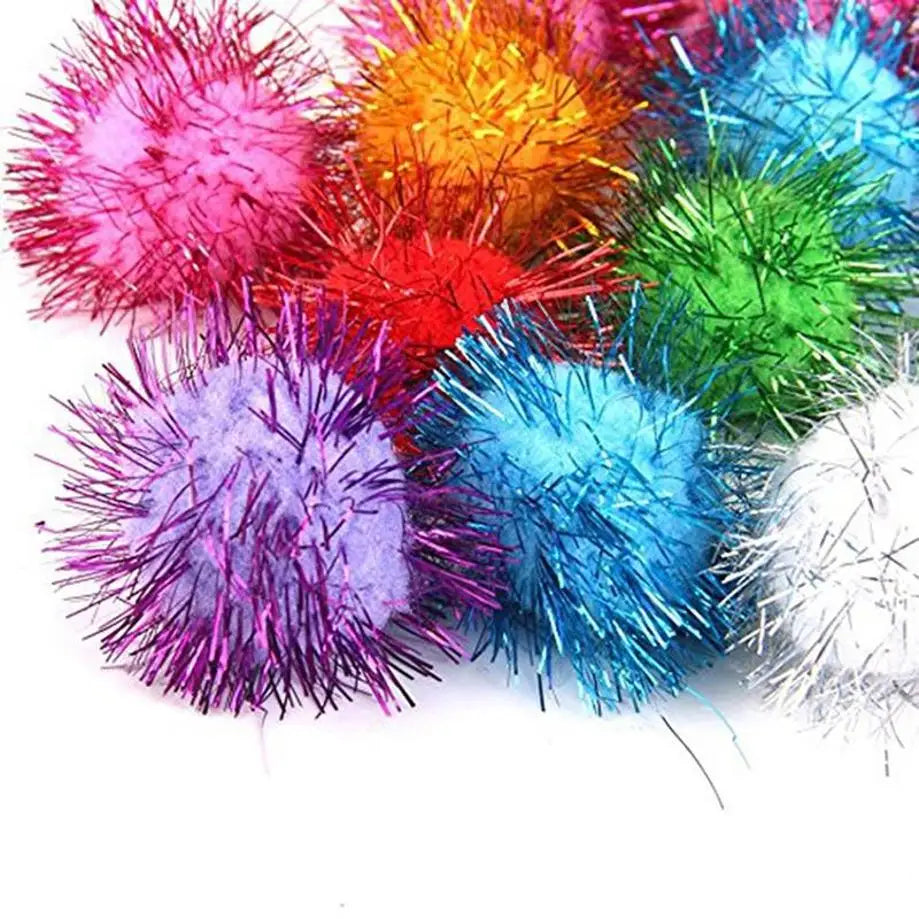 Fluffy Pom Poms 21 Pcs Colorful Plush Balls for DIY Kids Crafts and Pet Toys Playtime