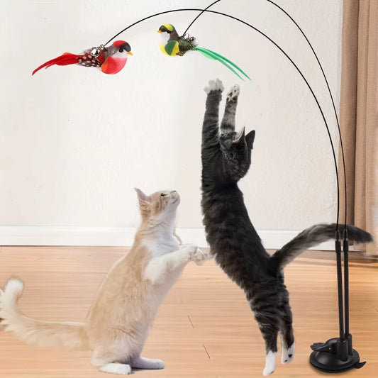 Interactive Cat Wand With Non Slip Suction Cup Base