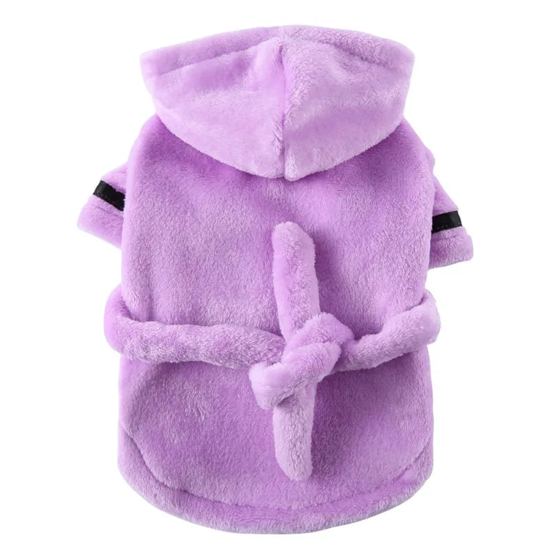 Hooded Dog Bathrobe Pajamas Soft Drying Towel For Pets