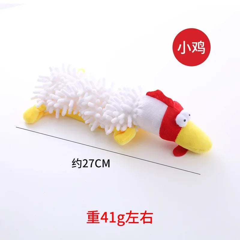 Pet Dog Toy Plush Mop Fur Squeaky Frog Hippo Teeth Grinding Supplies
