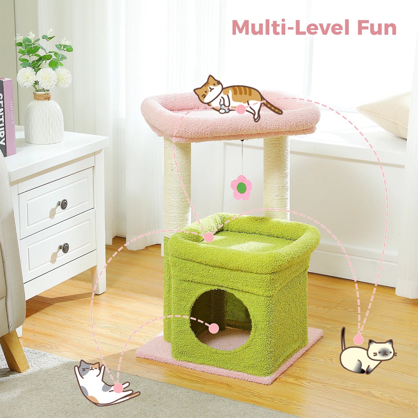 PEQULTICN Cat Tree With Cozy Condo And Plush Top Perch