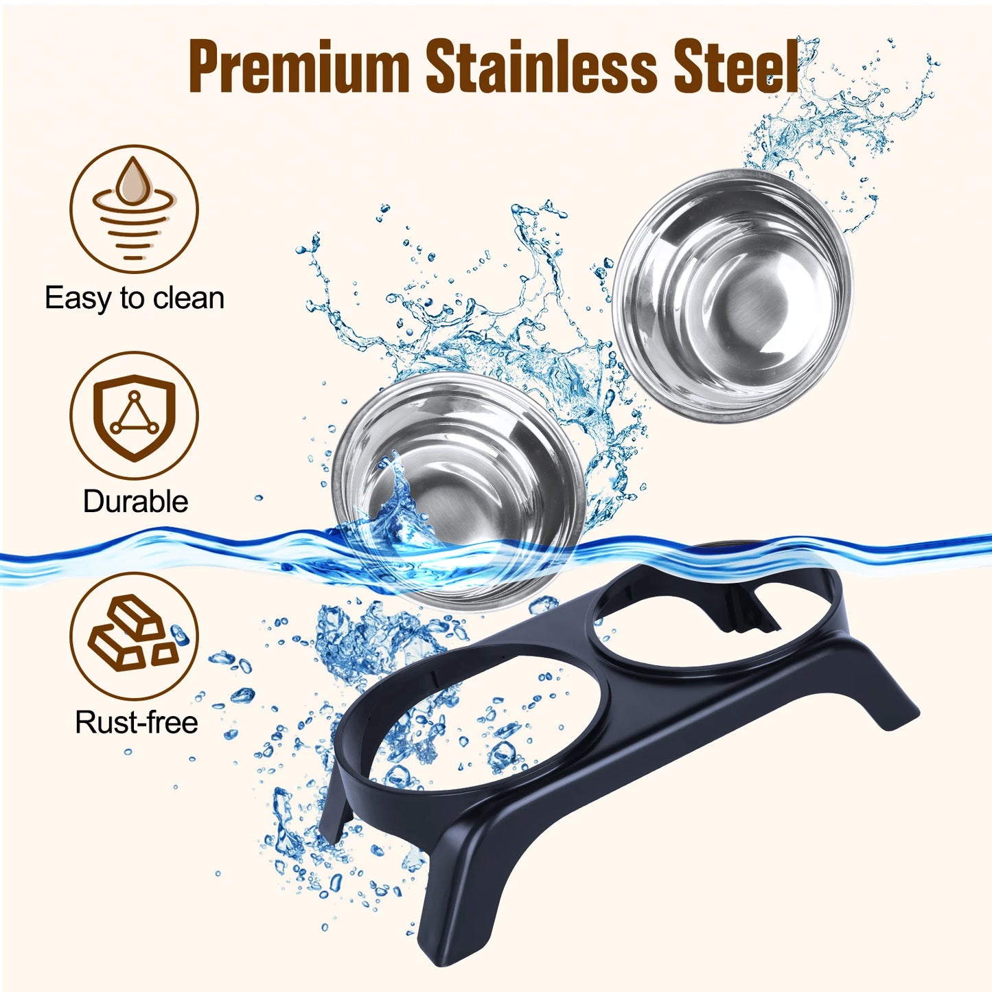 Choice Elevated Stainless Steel Raised Cat Bowls ABS Stand