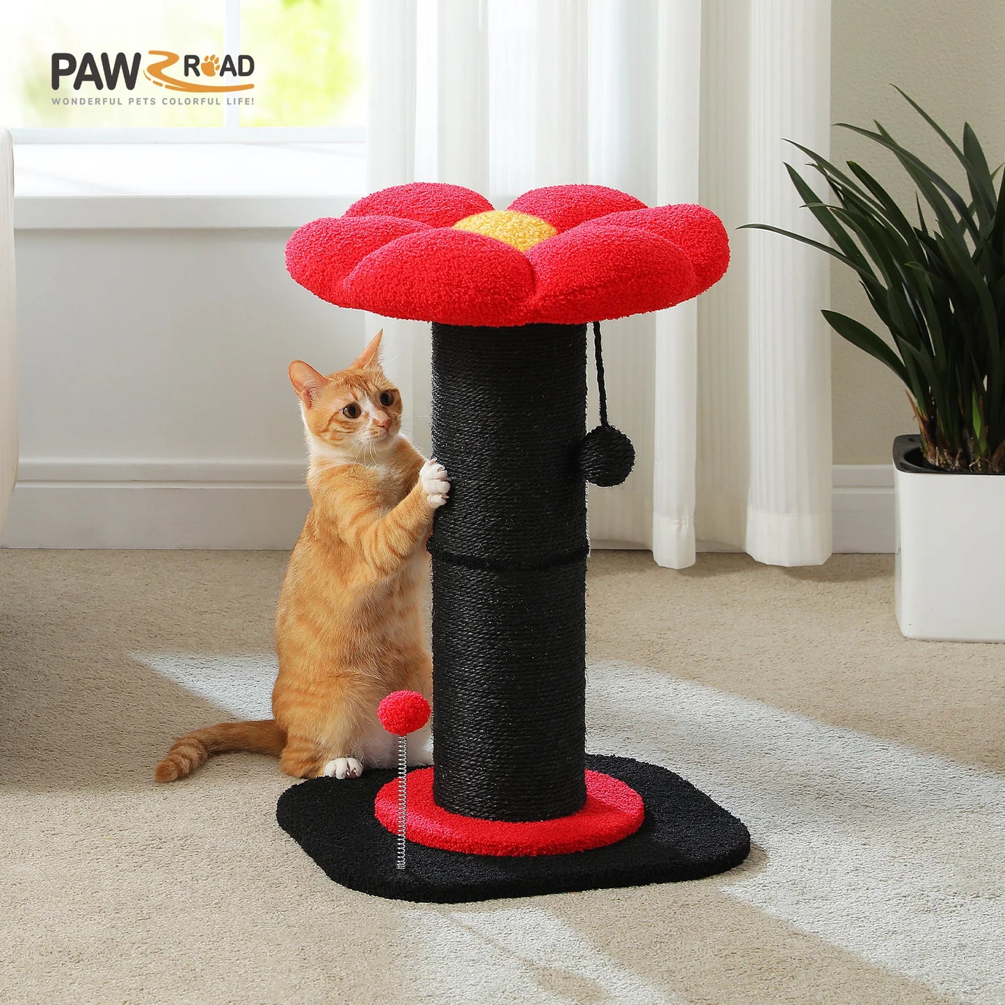 PAWZ Road Flower Cat Scratching Post With Removable Bed Indoor Cat Tower