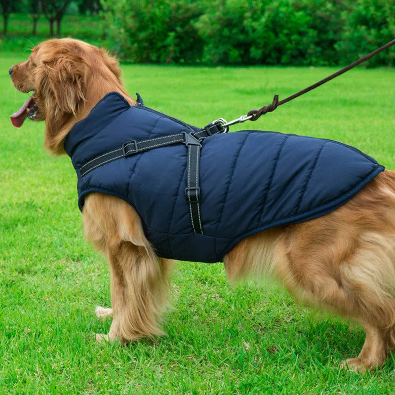 Winter Warm Dog Jacket Waterproof Pet Coat Fleece Harness Vest for Small and Large Dogs