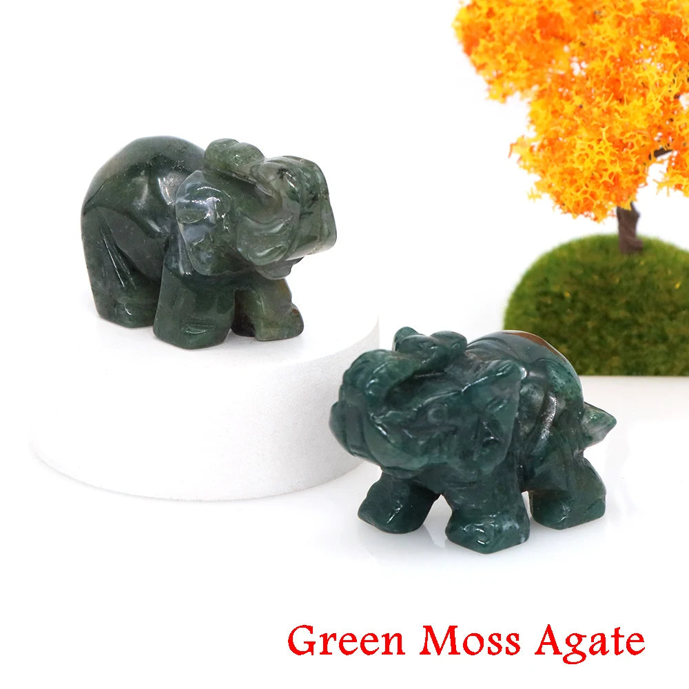 Lucky Elephant Statue Aventurine Amethyst Crystal Feng Shui Figurine Chakra