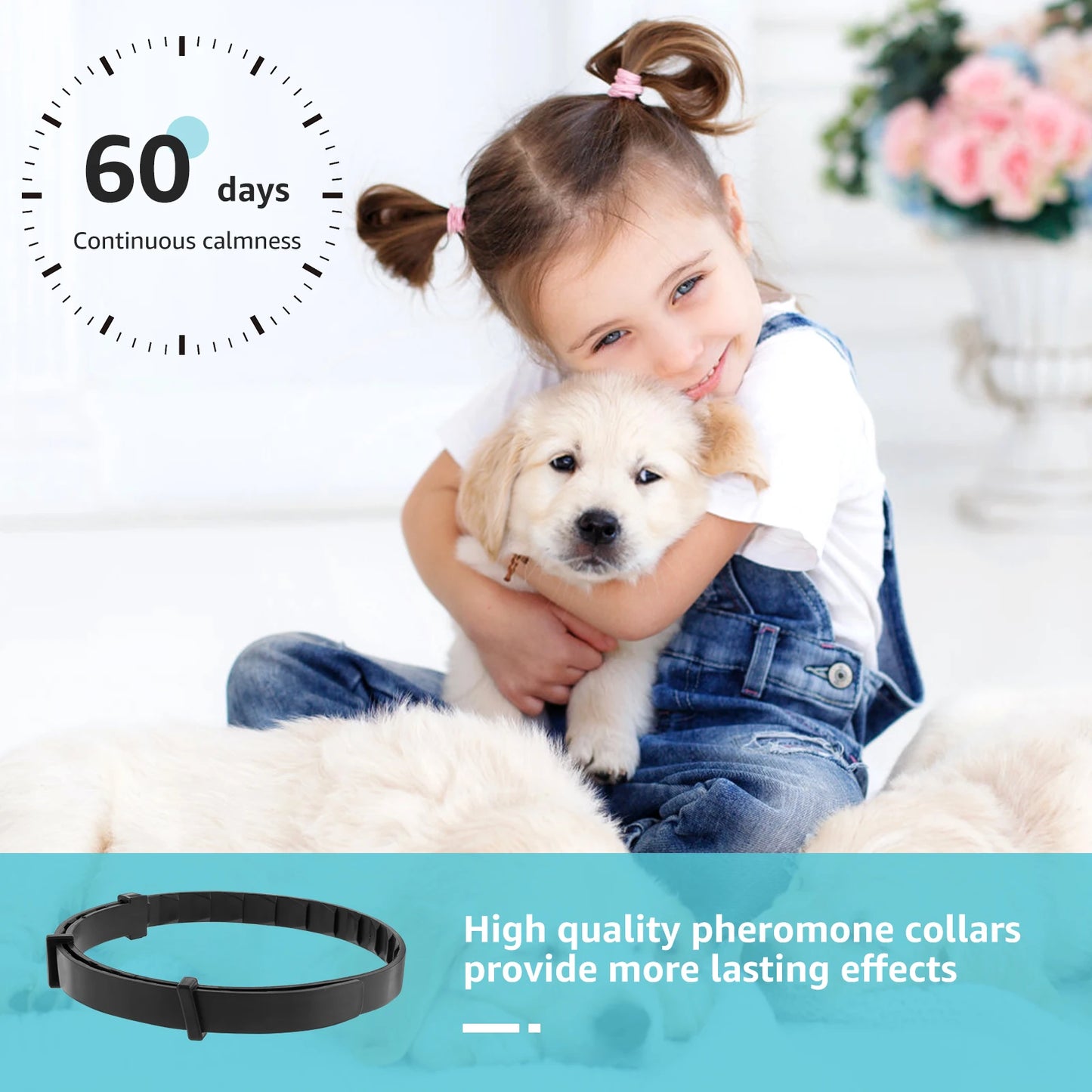 4Pcs Dogs Calming Collar Pets Pheromone Relieve Anxiety Trimmable Adjustable Comfortable Anti Relief Stress Puppy Kitten