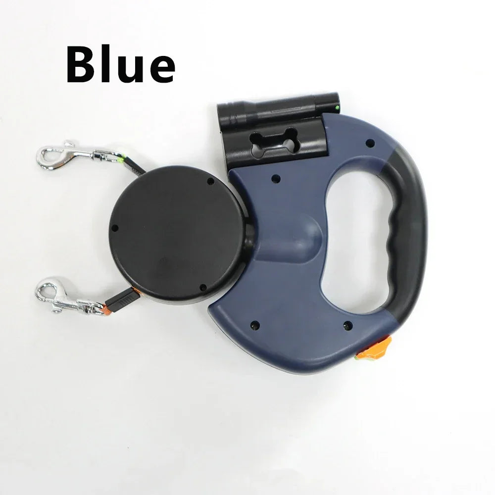 Retractable Dual Dog Leash With LED Light 360 Swivel