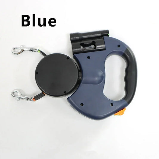 Retractable Dual Dog Leash With LED Light 360 Swivel