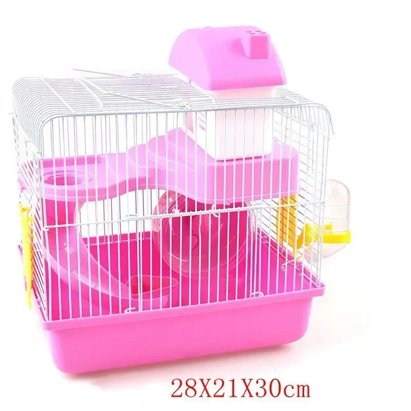 Villa Shaped Double Story Hamster Cage With Feeding Bowl