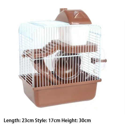 Villa Shaped Double Story Hamster Cage With Feeding Bowl