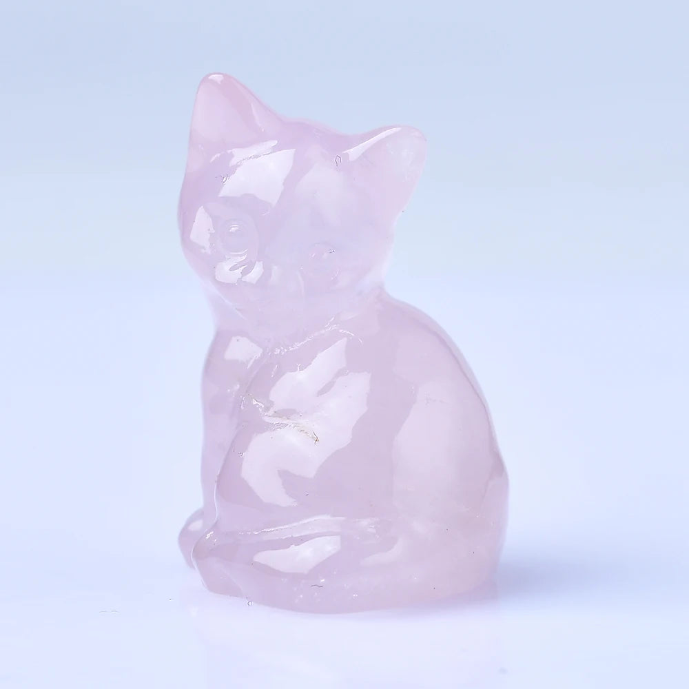 Natural crystal carved cat, a perfect choice for home decoration as a crystal gift ornament, a great option for healing crystals