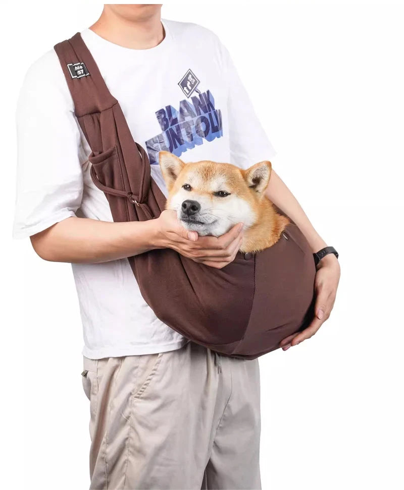 Cotton Crossbody Dog Sling Bag For Outdoor Travel Large Capacity
